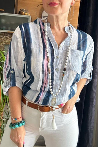 Damska koszula w nieregularne paski