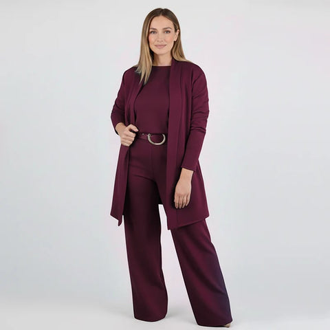 ⏳Specjalna oferta ograniczona czasowo⏰Elegancki 3-częściowy komplet zawierający długi kardigan, top i spodnie💞