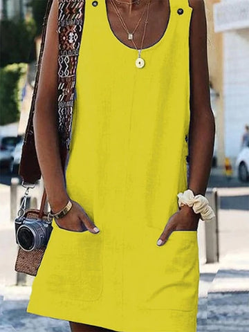 Damska sukienka na ramiączkach w czystym kolorze