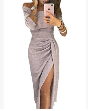 💃🍷Seksowna i elegancka sukienka w jednolitym kolorze z odkrytymi ramionami