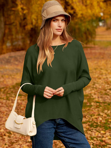 ✨Gorąca wyprzedaż⭐damski sweter z dzianiny o nieregularnym, oversize&#39;owym rękawie typu Dolman