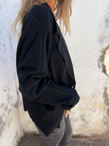 Damska kurtka casualowa na jesień i zimę z klapami i długimi rękawami