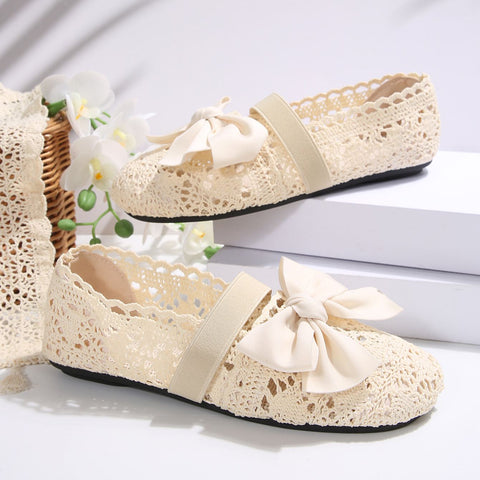 Kokarda-węzeł Hollow Lace Antypoślizgowe Wsuwane buty