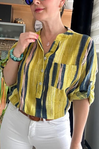 Damska koszula w nieregularne paski