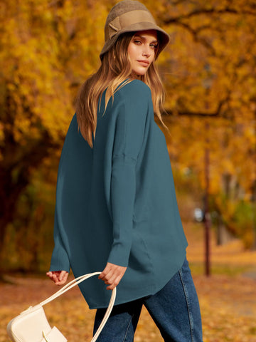 ✨Gorąca wyprzedaż⭐damski sweter z dzianiny o nieregularnym, oversize&#39;owym rękawie typu Dolman