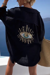 Koszula z cekinami i koralikami w stylu Evil Eye