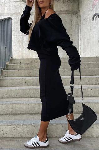 Damska sukienka bez rękawów i krótka bluza z kapturem – 2-częściowy zestaw🍁