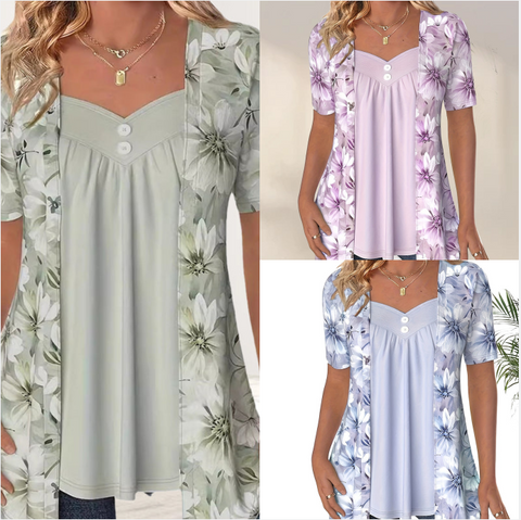 2025 Nowe produkty 👚Top Patchwork Floral nieregularne dla kobiet