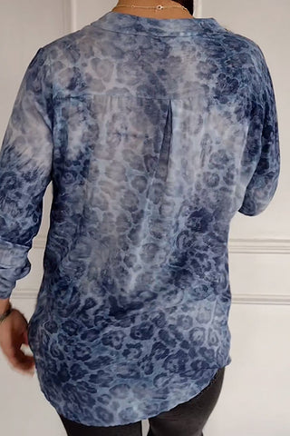 Damska koszula z długim rękawem i cekinami w panterkę