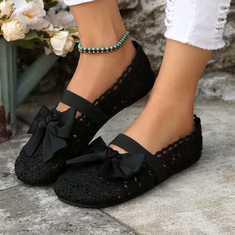 Kokarda-węzeł Hollow Lace Antypoślizgowe Wsuwane buty