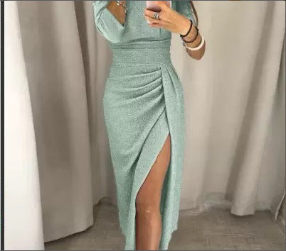 💃🍷Seksowna i elegancka sukienka w jednolitym kolorze z odkrytymi ramionami
