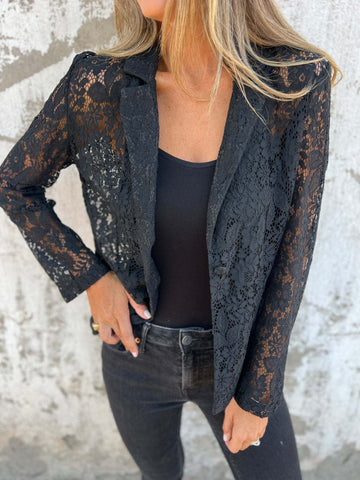 Blazer wykonany z ciągłej koronkowej siatki