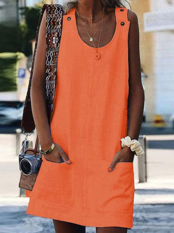 Damska sukienka na ramiączkach w czystym kolorze