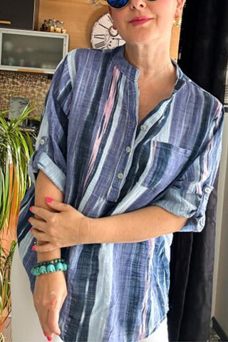 Damska koszula w nieregularne paski