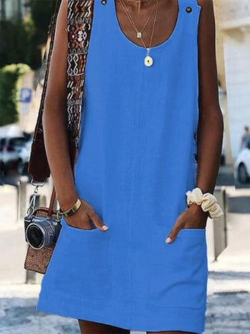 Damska sukienka na ramiączkach w czystym kolorze