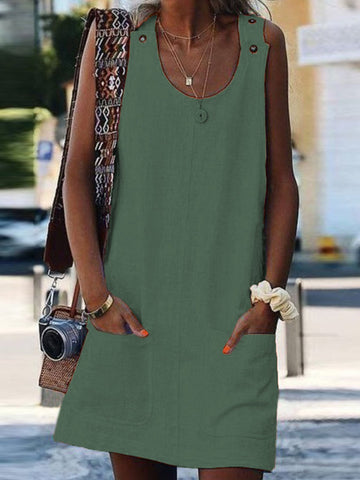 Damska sukienka na ramiączkach w czystym kolorze