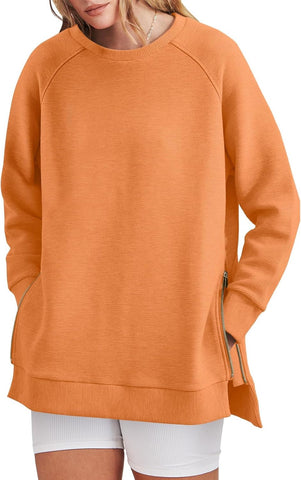 Damska bluza oversize zapinana na zamek z boku