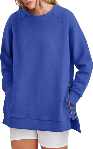 Damska bluza oversize zapinana na zamek z boku