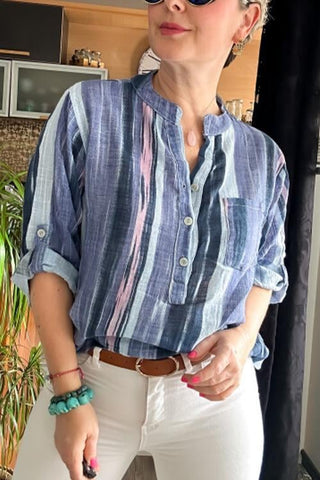 Damska koszula w nieregularne paski