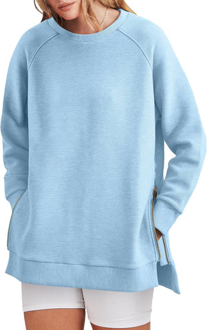 Damska bluza oversize zapinana na zamek z boku