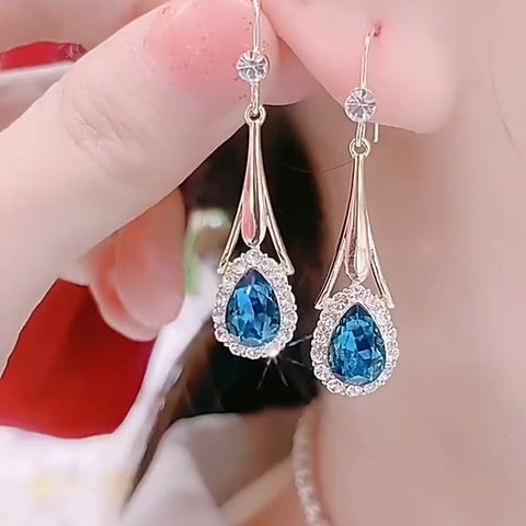 Blue Drop Crystal Kolczyki