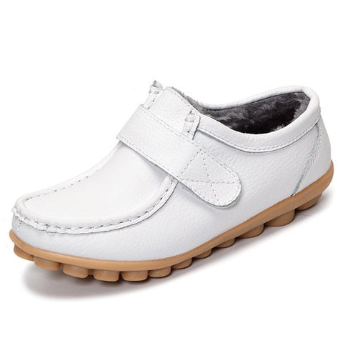 Skórzane płaskie buty antypoślizgowe