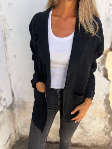 Damska kurtka casualowa na jesień i zimę z klapami i długimi rękawami