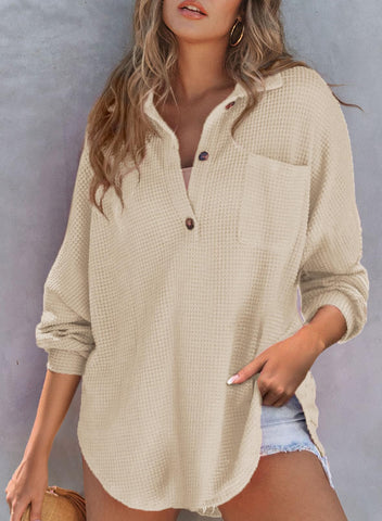 2024 nowa damska kurtka z dzianiny waflowej Henley V Neck (40% zniżki ostatniego dnia!!!)