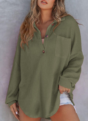 2024 nowa damska kurtka z dzianiny waflowej Henley V Neck (40% zniżki ostatniego dnia!!!)