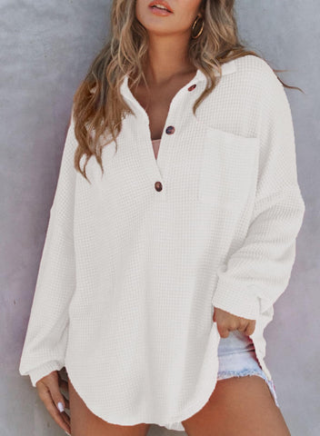 2024 nowa damska kurtka z dzianiny waflowej Henley V Neck (40% zniżki ostatniego dnia!!!)