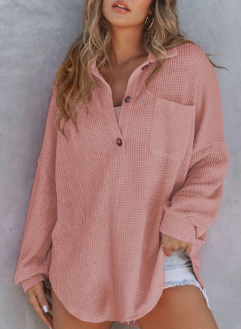 2024 nowa damska kurtka z dzianiny waflowej Henley V Neck (40% zniżki ostatniego dnia!!!)