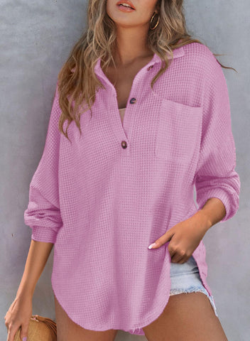 2024 nowa damska kurtka z dzianiny waflowej Henley V Neck (40% zniżki ostatniego dnia!!!)