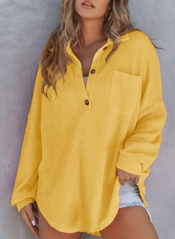2024 nowa damska kurtka z dzianiny waflowej Henley V Neck (40% zniżki ostatniego dnia!!!)