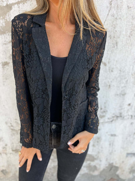 Blazer wykonany z ciągłej koronkowej siatki