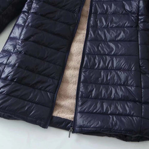 Damska kurtka średniej długości z bawełny Sherpa z kapturem