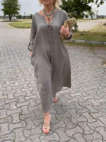 Bawełniana bawełniana i lniana sukienka