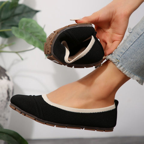 Oddychające latające tkane płaskie buty z krawędzi palców