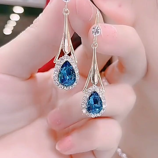 Blue Drop Crystal Kolczyki