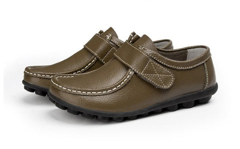 Skórzane płaskie buty antypoślizgowe