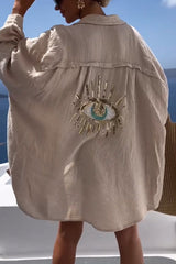 Koszula z cekinami i koralikami w stylu Evil Eye