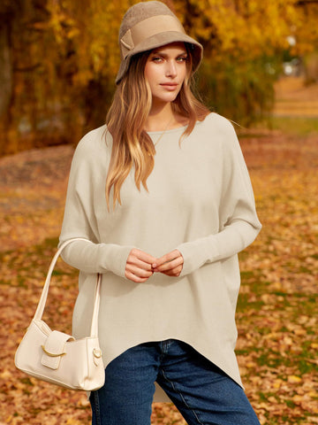 ✨Gorąca wyprzedaż⭐damski sweter z dzianiny o nieregularnym, oversize&#39;owym rękawie typu Dolman