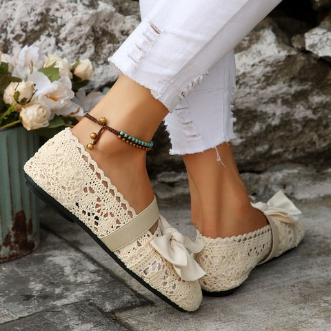 Kokarda-węzeł Hollow Lace Antypoślizgowe Wsuwane buty