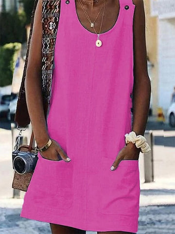 Damska sukienka na ramiączkach w czystym kolorze