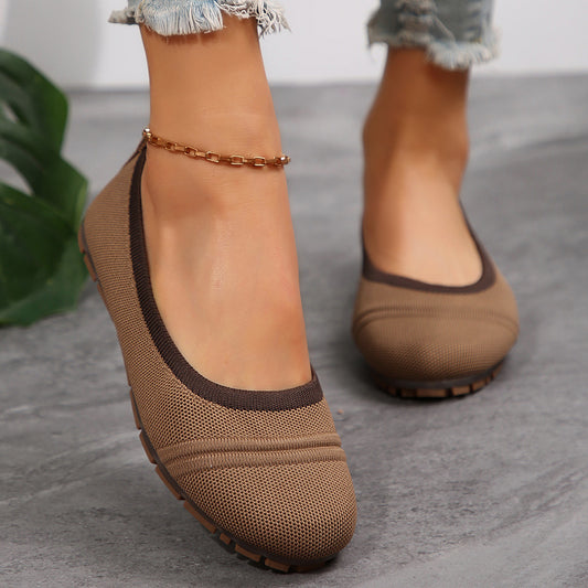 Oddychające latające tkane płaskie buty z krawędzi palców