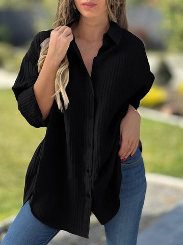 Damska koszula na co dzień z długim rękawem i skrzyżowanymi plecami