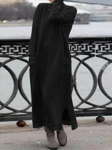 Damska elegancka, długa zimowa sukienka