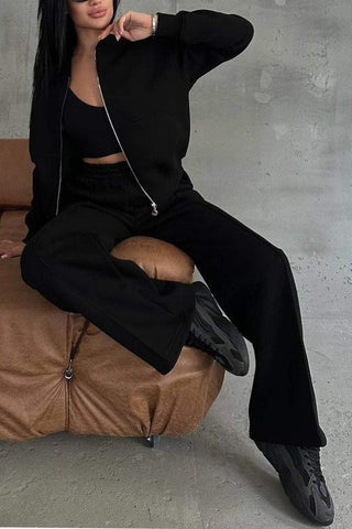 Damska kurtka i spodnie zapinane na zamek Dwuczęściowy zestaw