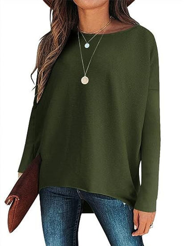 ✨Gorąca wyprzedaż⭐damski sweter z dzianiny o nieregularnym, oversize&#39;owym rękawie typu Dolman