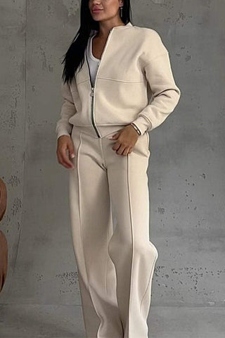 Damska kurtka i spodnie zapinane na zamek Dwuczęściowy zestaw