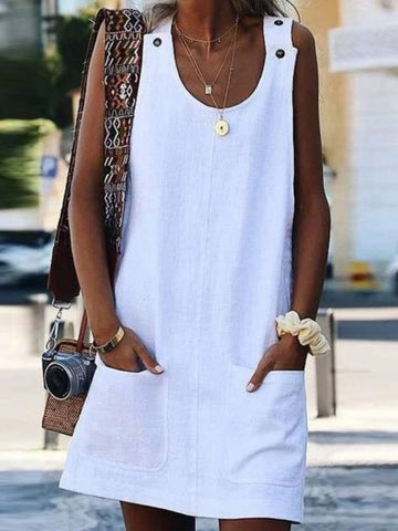 Damska sukienka na ramiączkach w czystym kolorze